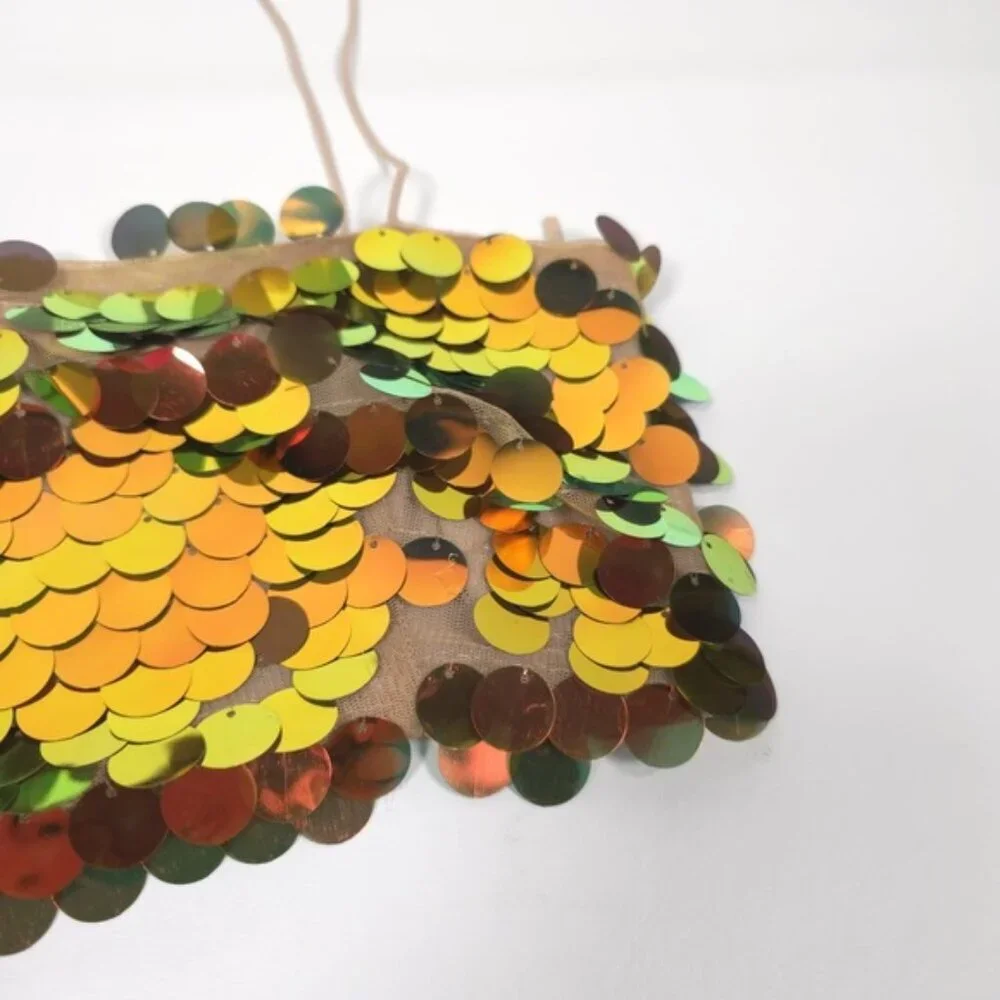 NWOT ZARA Metallic‎ Gold SEQUIN Crop TOP Thin Straps 9406/103 Size XS - Picture 10 of 16